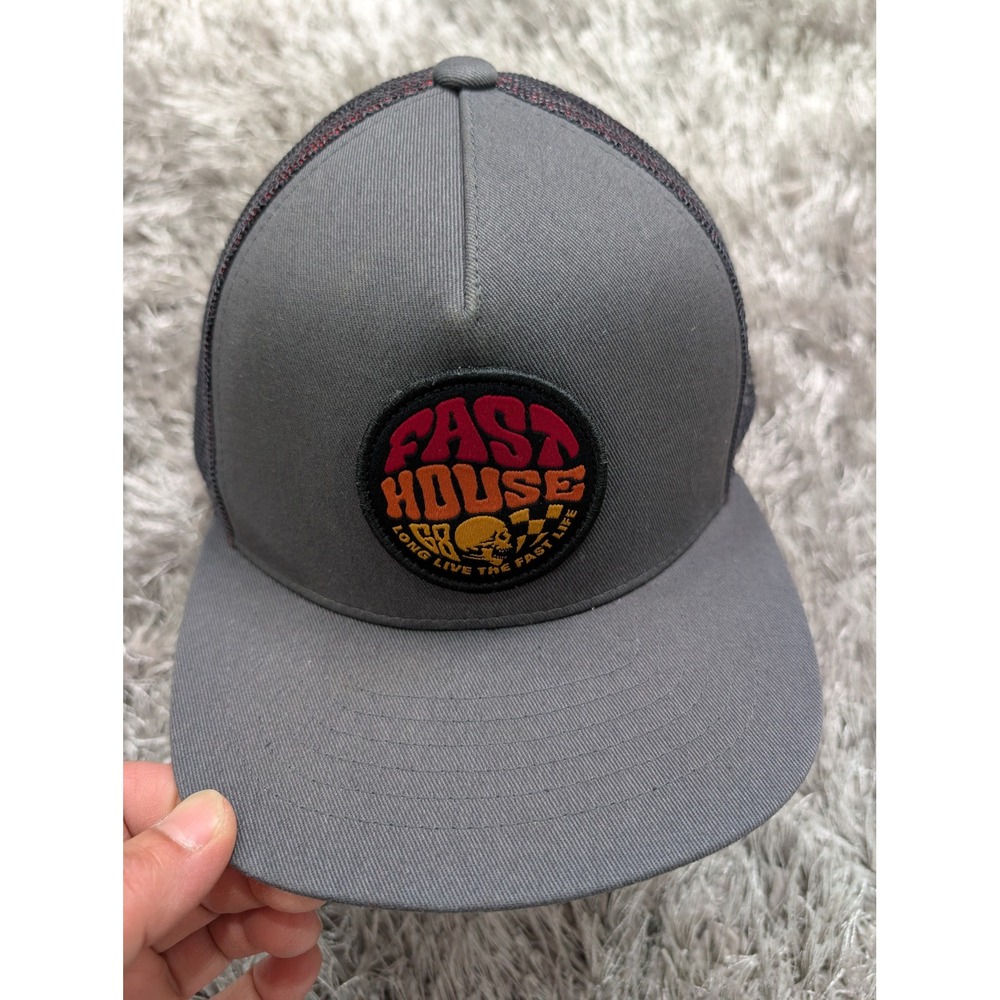 Fasthouse Youth Gray Black Trucker Snapback Hat Long Live‎ The Fast Life Cap